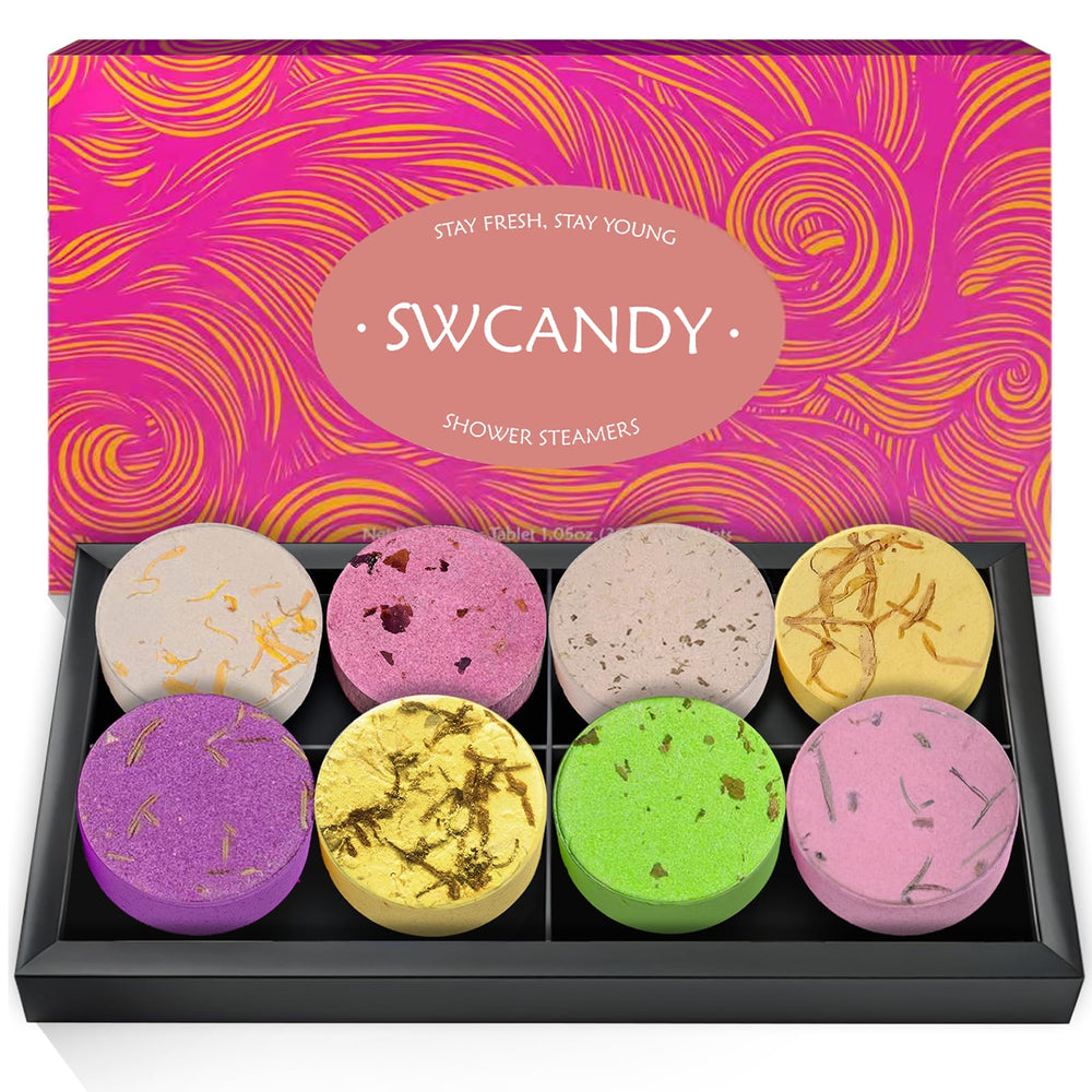SWCANDY bombes douche – ensemble de huit pièces, fragrance calme et durable.