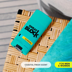 Parfum frais cotier accompagne activités sportives et réunions avec SweatBlock.