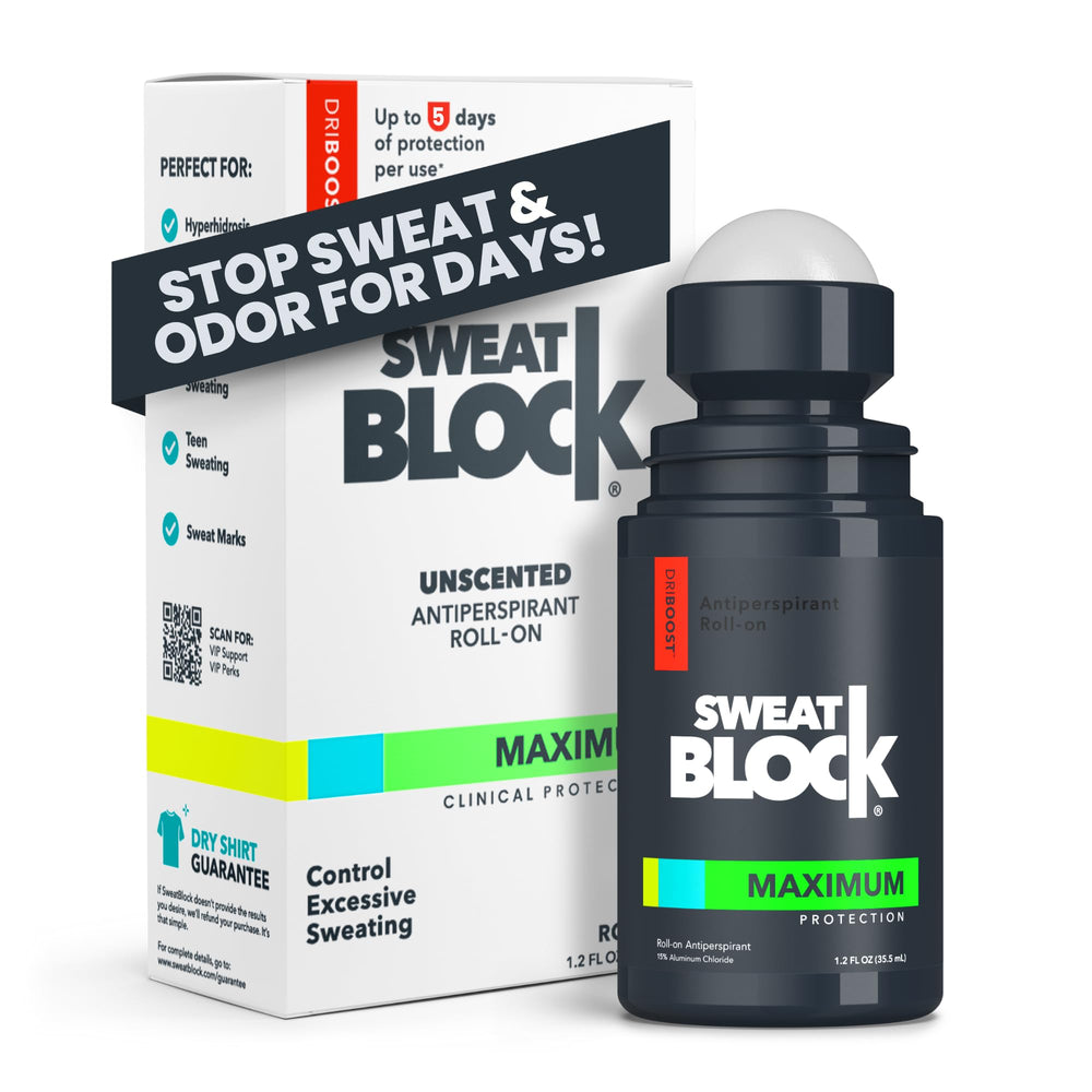 Rouleau SweatBlock anti-transpirant nocturne, pour rester au sec le lendemain.