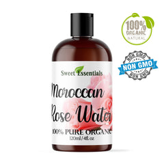 Sweet Essentials Eau de Rose Marocaine – appliquée sur le visage pour tonifier et équilibrer le pH.