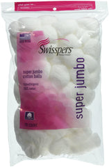 Boules de coton Swisspers taille très grande pour un soin doux et absorbant sur peau sensible.