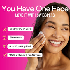 Swisspers disques coton premium, démaquillage et retrait de vernis en douceur.