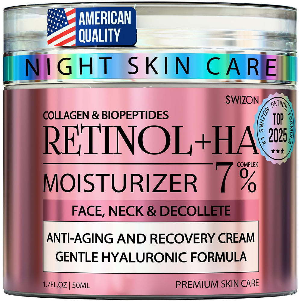 SWIZON Crème Rétinol visage pot clos montre packaging premium et texture riche.