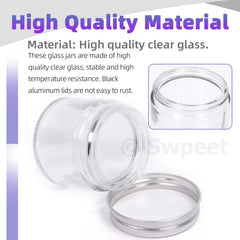 Swpeet verre transparent 60 ml, bouchon argenté pour emballage propre.
