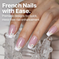 Ongles SXC bout français rose pâle, forme cercueil court, tailles variées pour ajustement précis.
