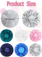 Syhood bonnet satin bleu paon, idéal pour maintenir les coiffures sans écrasement.