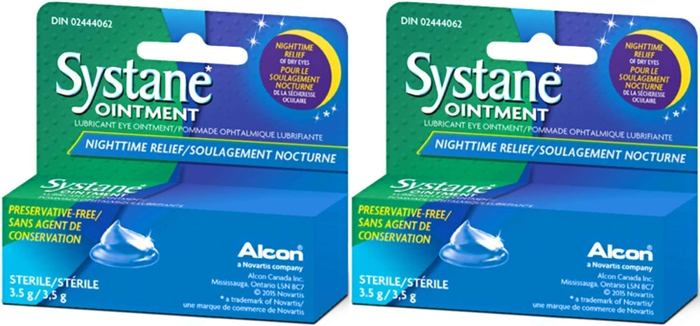 Systane Lub Eye Nightime Ointment, pack double, pratique pour l'usage nocturne.