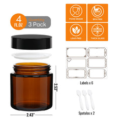 SZUAH bocaux ambrés 4oz avec doublure intérieure pour hygiène et isolation.