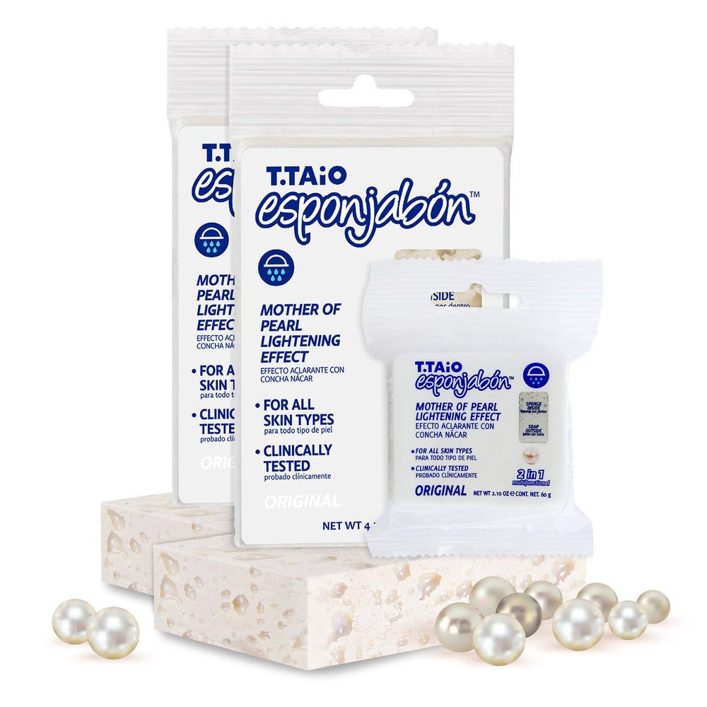 T.Taio Esponjabon Perle Mini, gros plan nacré montrant la texture pour revitaliser la peau