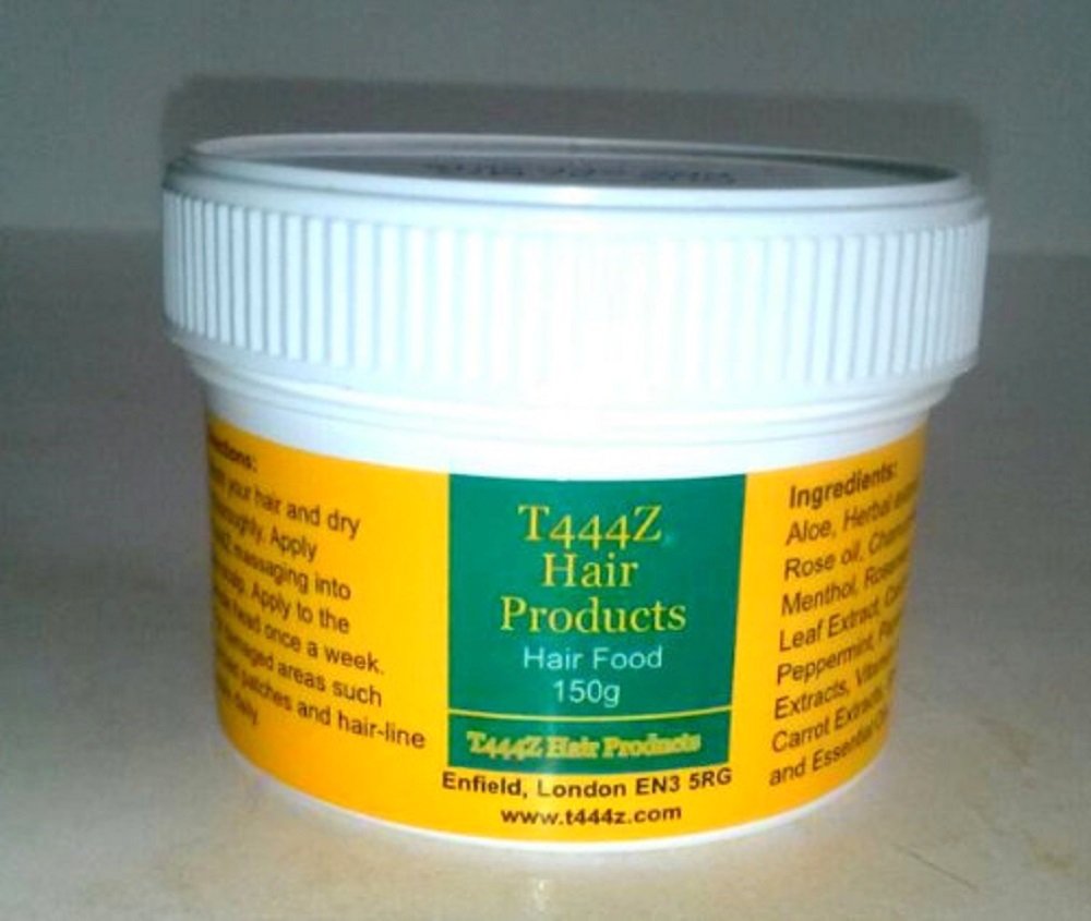 T444Z Hair Food dans un bocal blanc, soin nourrissant pour cheveux.