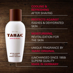 Tabac Original après-rasage, emballage soigné protégeant une fragrance durable au quotidien.