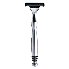Taconic Shave, tete-pivot-triple-lame pour un rasage précis et efficace.