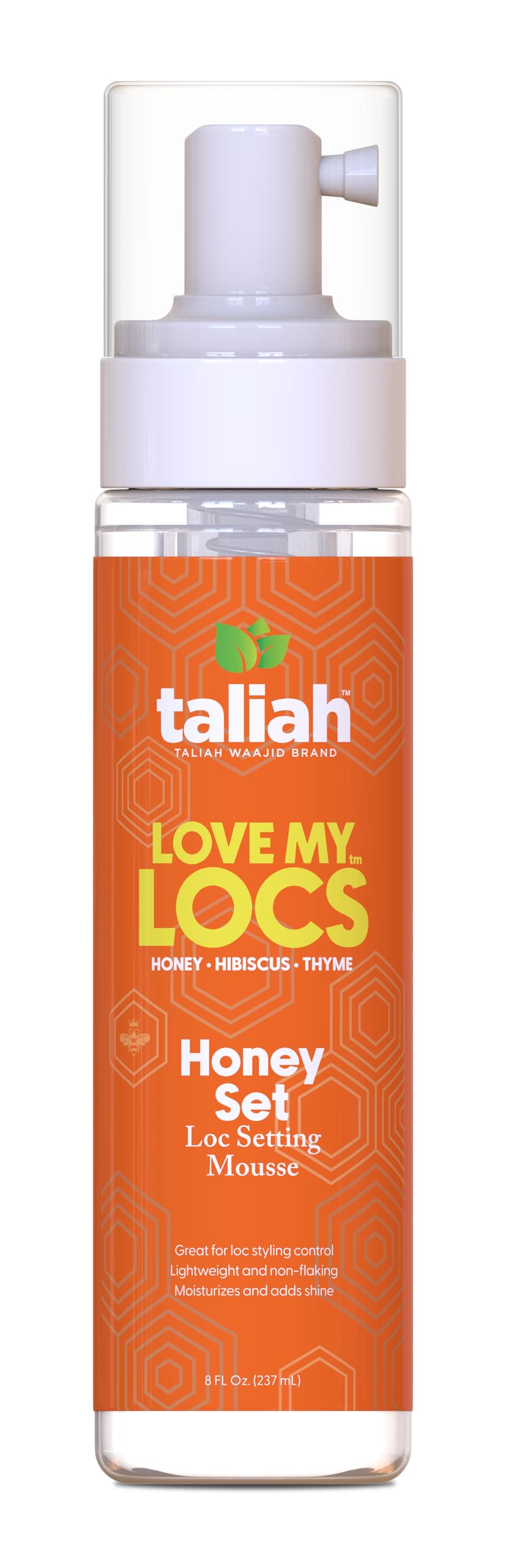 Taliah Waajid Love My Locs mousse-bouteille visible, tenue durable sans résidus.