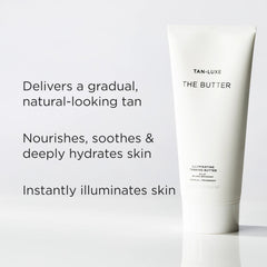 Tan-Luxe The Butter – texture crème lissante offre douceur et éclat naturel.