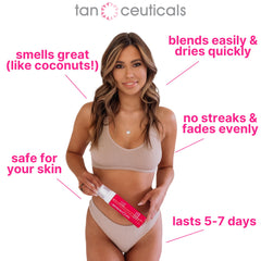 Teinte naturelle avec Tanceuticals: teinte bronze douce qui s’adapte au teint.