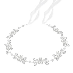 Tanfeine serre-tête fille avec fleurs-perles scintillantes pour mariage et fête