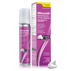 Bouteille TARO Minoxidil pour femmes, potentielle repousse et densité capillaire.