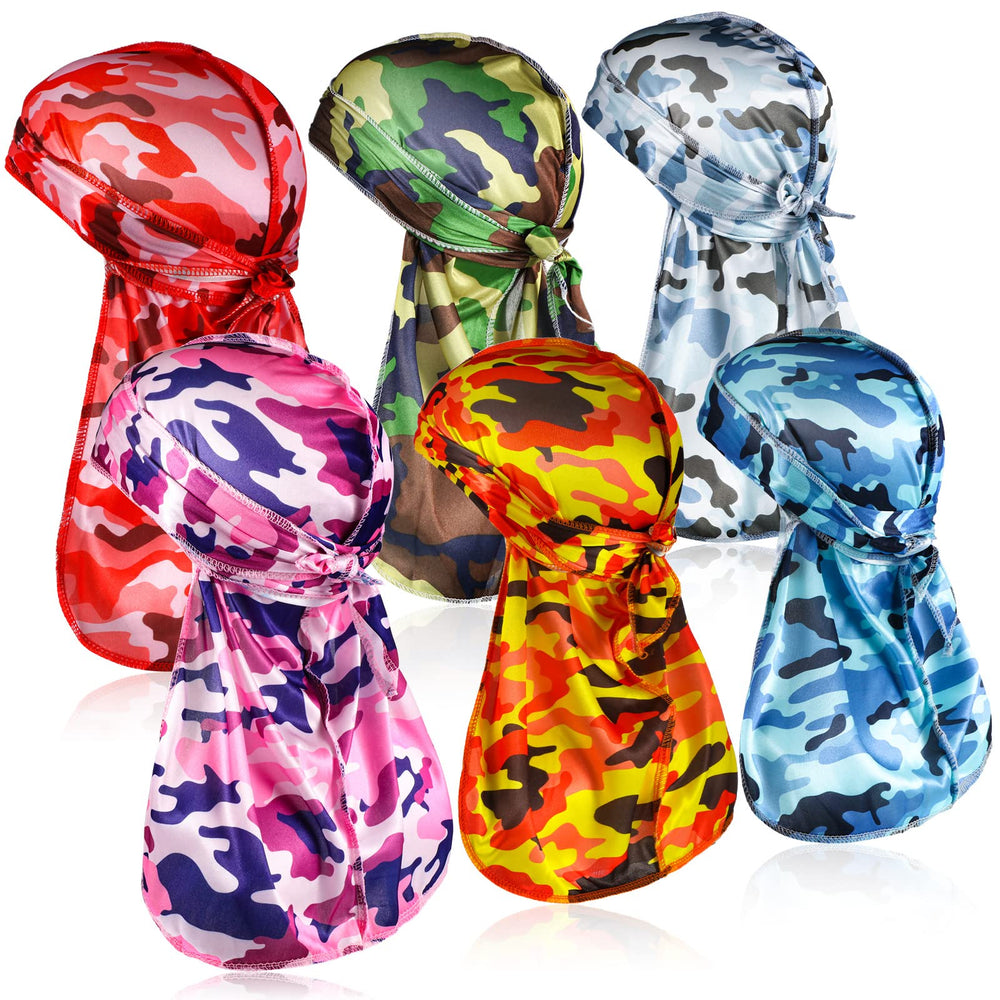 Durag Tarpop camo rouge avec queue longue, confort durable pour 360 vagues