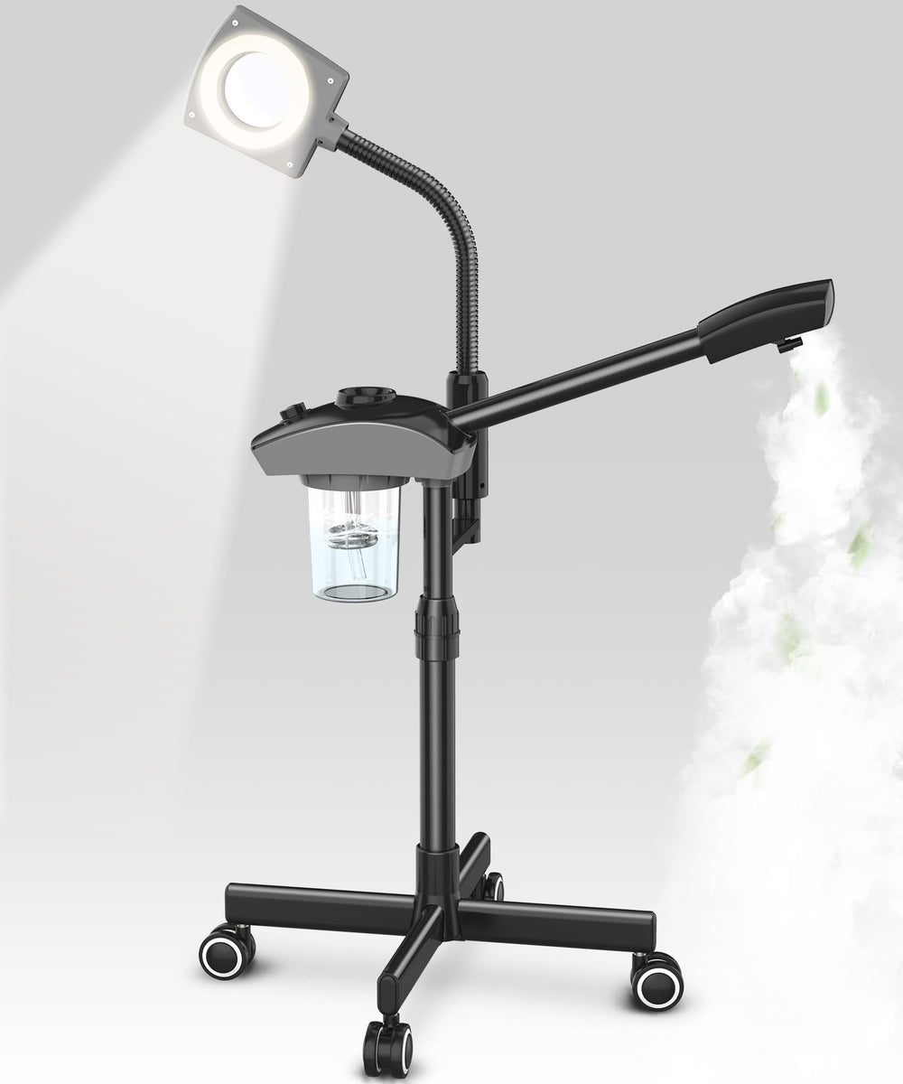 TASALON vapeur visage et lampe magnifiante pour inspection précise des pores.