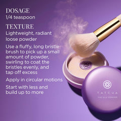 Fini translucide et lumineux sur la peau, Poudre Tatcha.