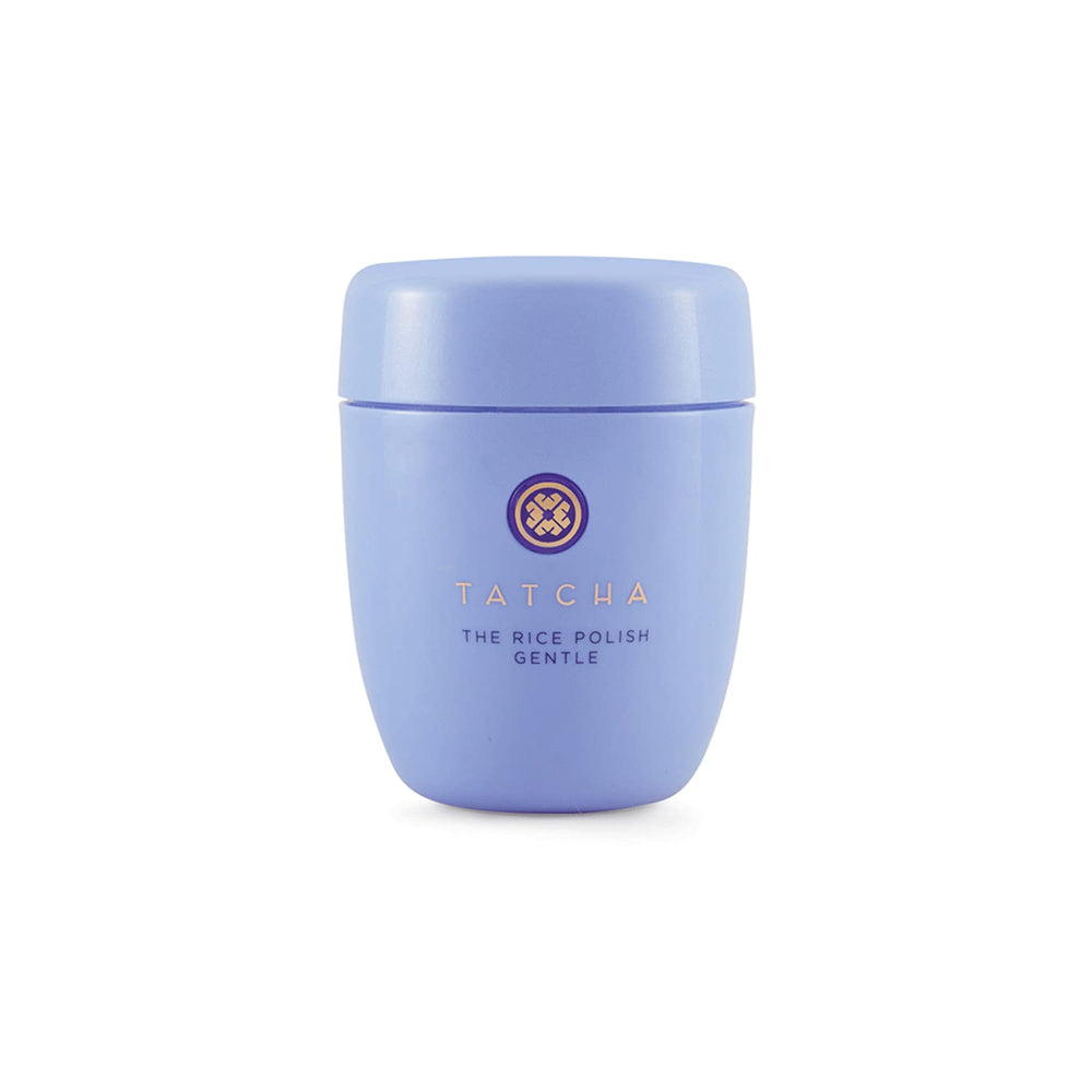 Emballage Tatcha Rice Polish Gentle prêt pour une routine hydratante.