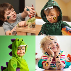 Tatouages dinosaure 3D — décorations parfaites pour fête d'enfants.