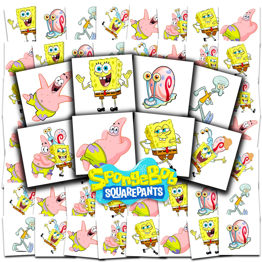 Gros plan sur l'emballage des tatouages Spongebob, prêt pour la fête.