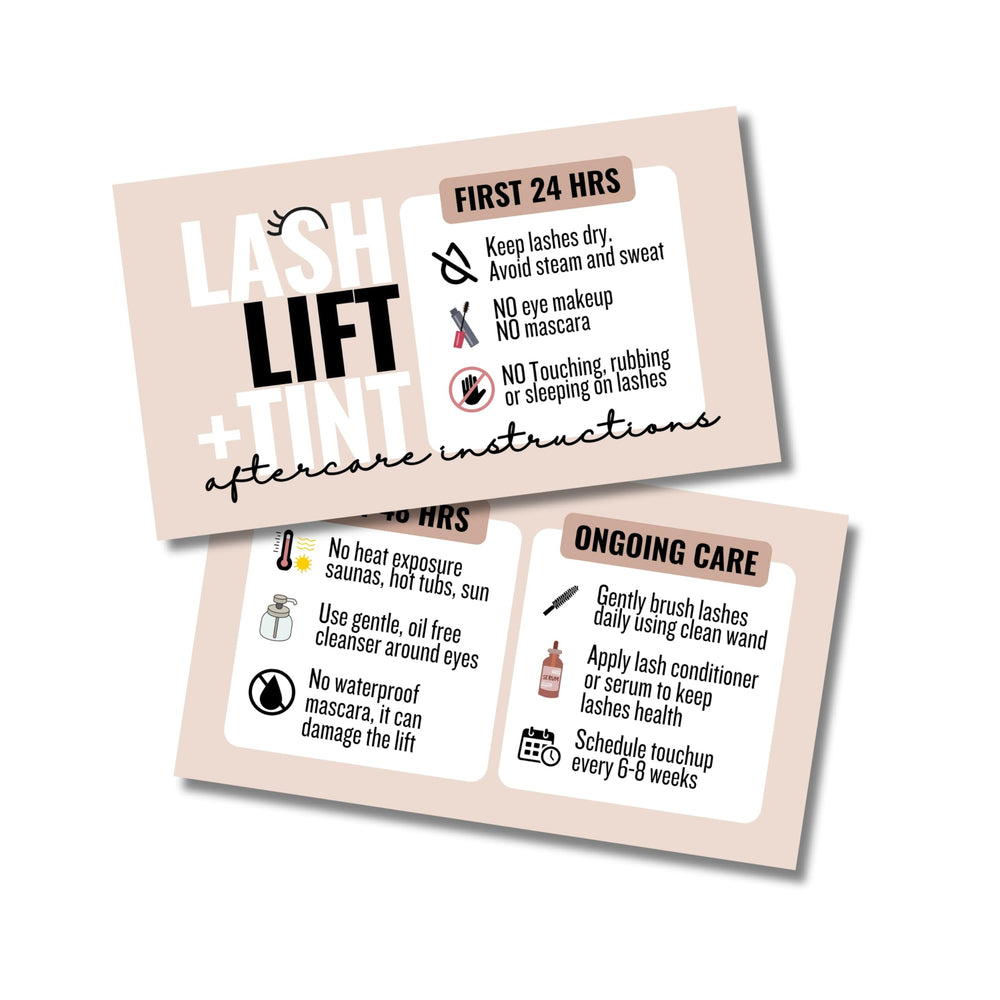 Cartes Tats4now lash lift teinte, finition haute brillance, parfaites après rendez-vous.