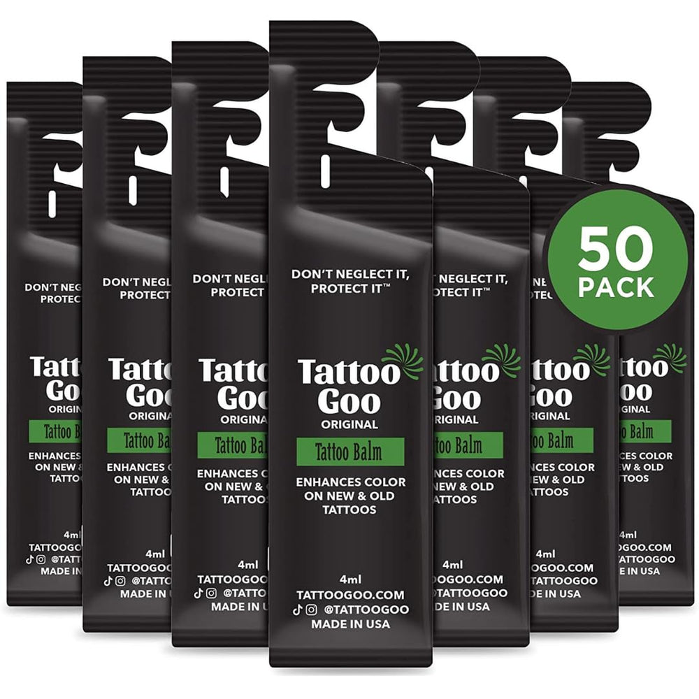 Tattoo Goo Original Balm emballage compact pratique pour soins post-tatouage.