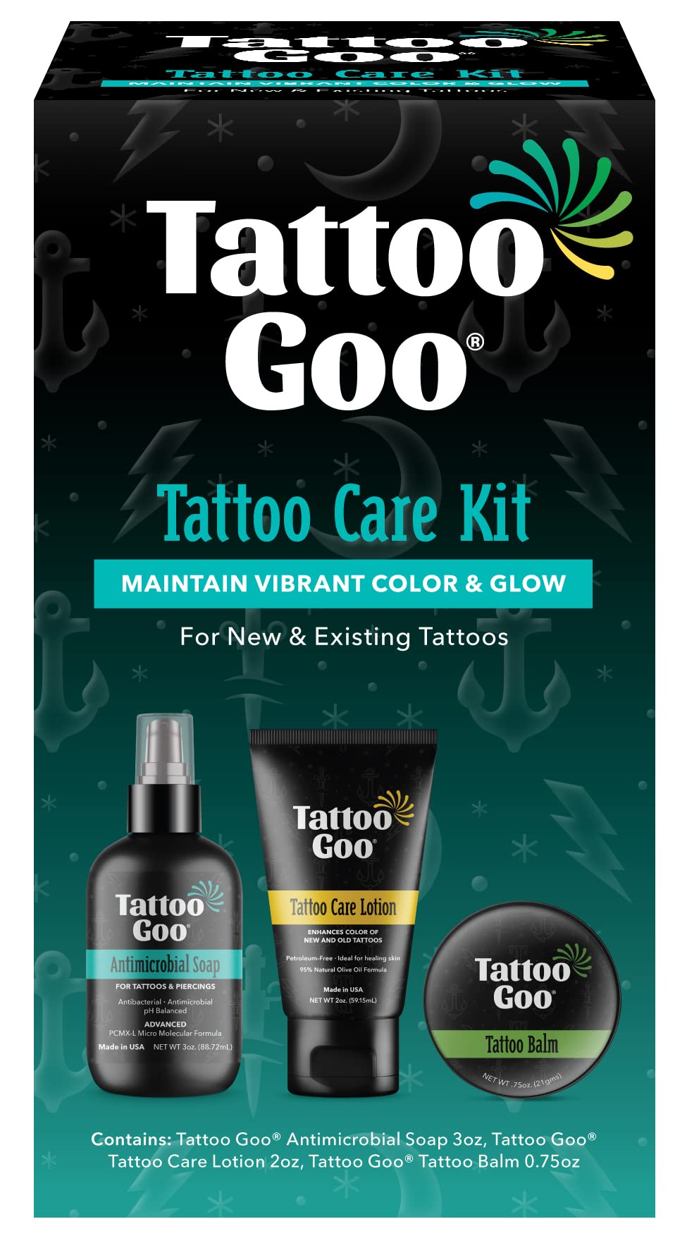 Tattoo Goo savon antimicrobien en flacon, nettoie en douceur un tatouage frais