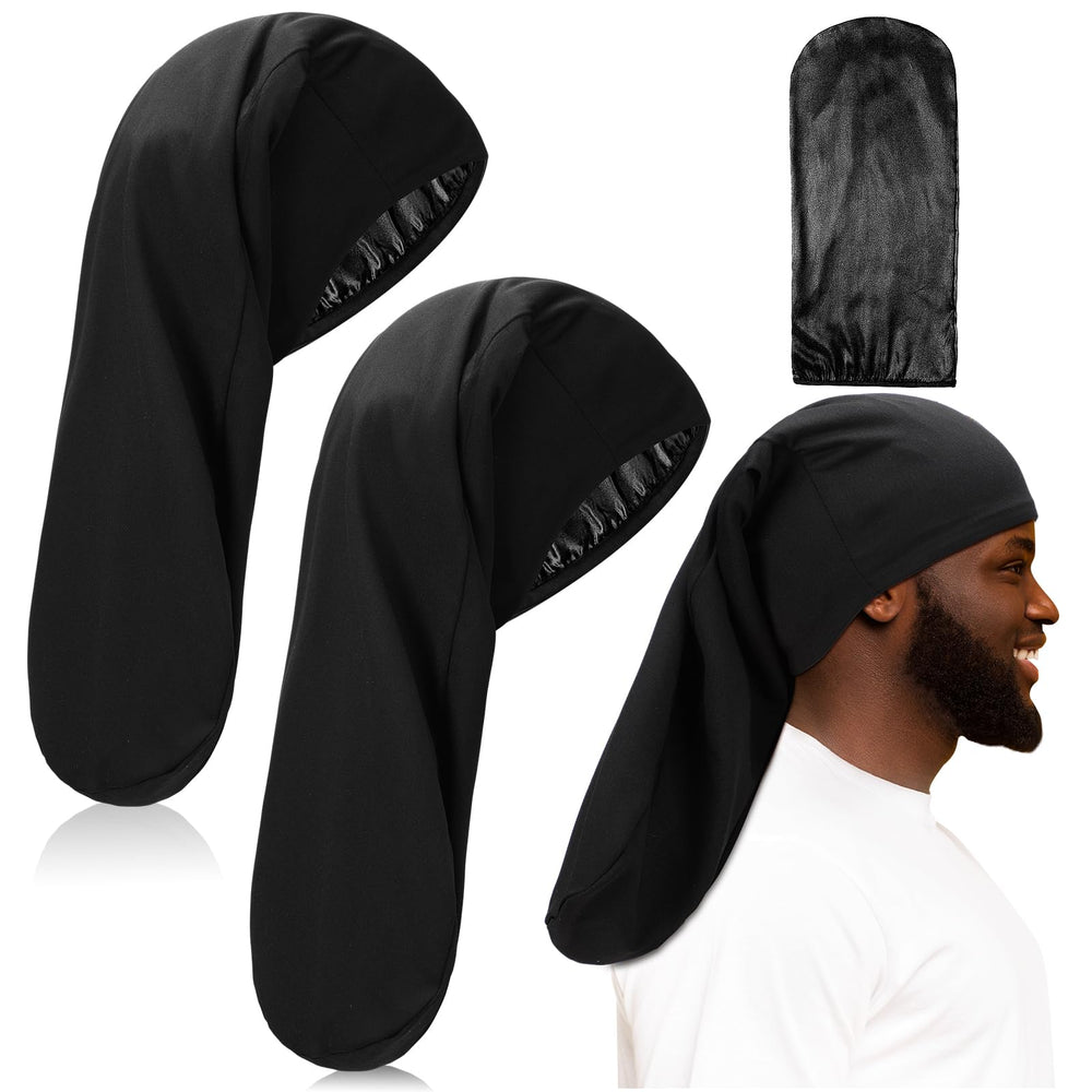 Tatuo cap dreadlock satin noir 20x9, protection nocturne douce pour les cheveux.
