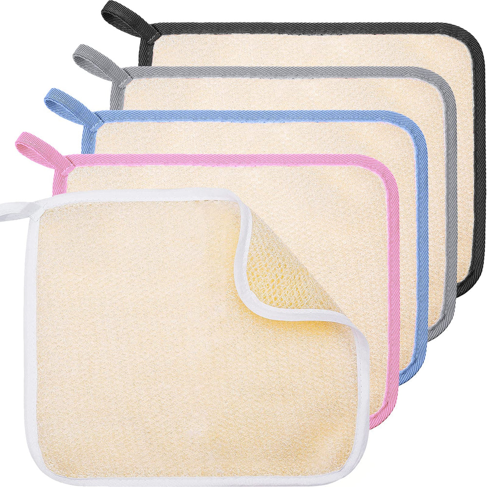 Gants exfoliants Tatuo: texture rugueuse pour visage et corps, nettoyage en profondeur.