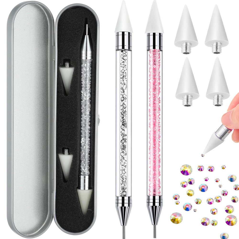 Stylo pick rhinestones Tatuo avec tête cire rose pour placer facilement les strass.