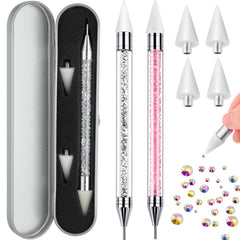 Stylo pick rhinestones Tatuo avec tête cire rose pour placer facilement les strass.
