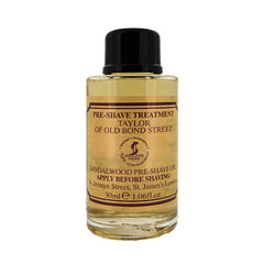 Taylor of Old Bond Street huile pré-rasage santal, texture huile prête au rasage confortable.
