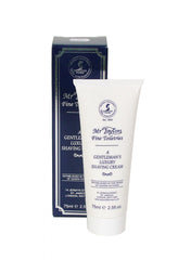 Mr. Taylors crème à raser — vue produit, texture riche pour une application douce.