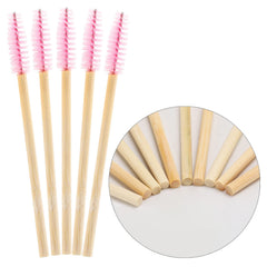 Brosse-mascara en bambou Tbestmax rose, tête vissable pour un usage précis