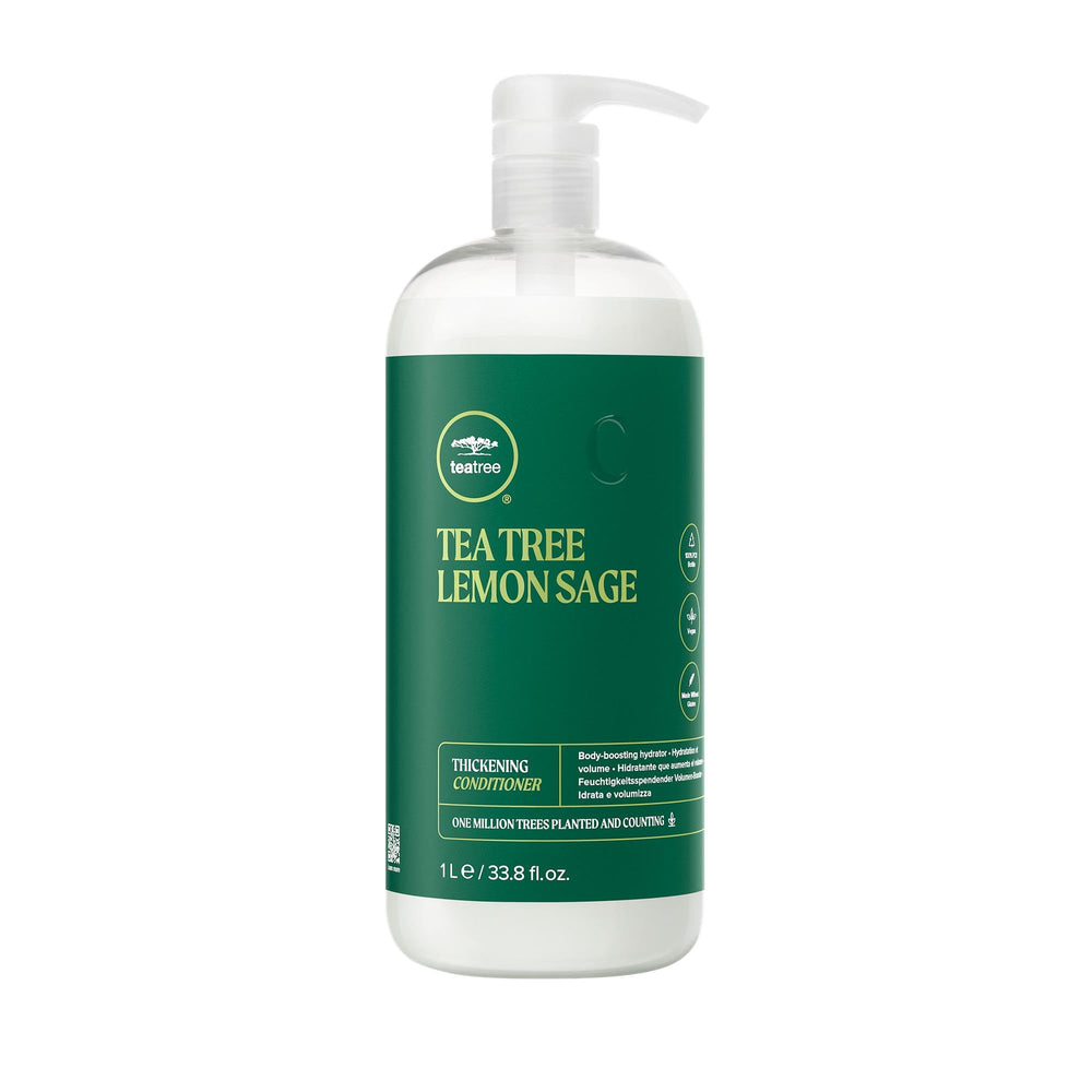 Tea Tree Lemon Sage : bouteille épaississante offrant volume léger pour cheveux fins.
