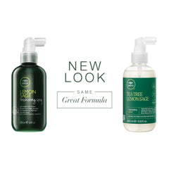 Tea Tree Lemon Sage Spray, utilisation sur cheveux fins pour texture légère.