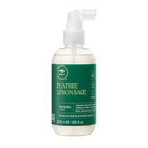 Tea Tree Lemon Sage Spray, bouteille démontrant le volume naturel pour cheveux fins.
