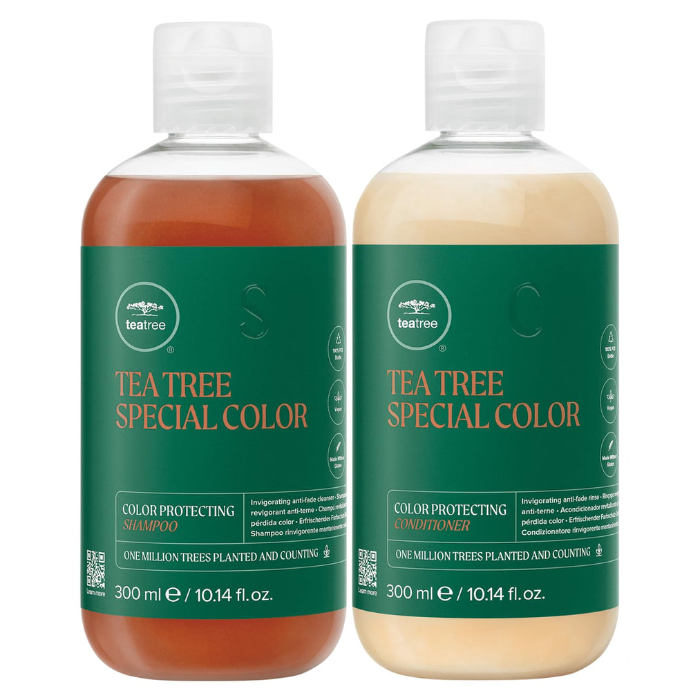 Tea Tree Special Color Shampoo – bouteille, rafraîchissant et aide à préserver la couleur des cheveux.