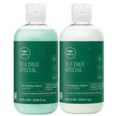 Shampoo Tea Tree Special, bouteille rafraîchissante, revitalise le cuir chevelu et éclaire les cheveux.