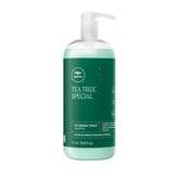 Tea Tree Special Shampoo — bouteille, picotement rafraîchissant pour démarrer la journée.