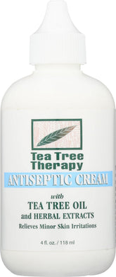 Tea Tree Therapy Crème antiseptique en bouteille 4 oz, apaise irritations mineures.