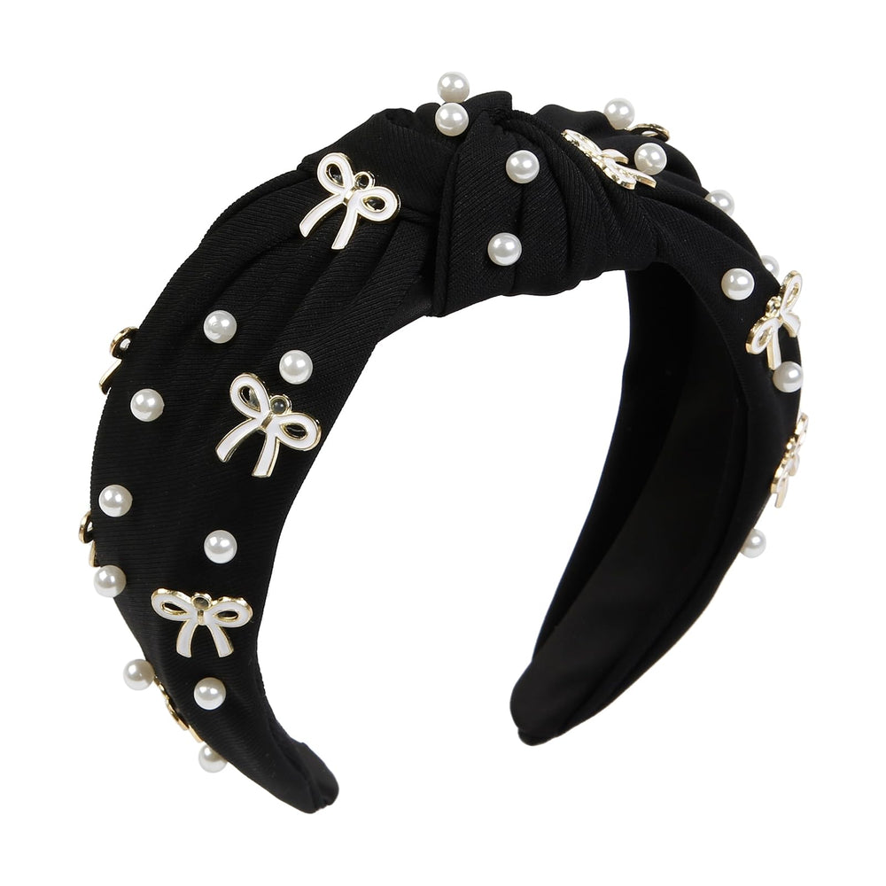 TEBIEKOY Bandeau noeud perles rose, allure chic et confort quotidien.