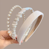 Bandeau TEBIEKOY en perles blanc, ensemble 3 pièces, élégant et polyvalent.