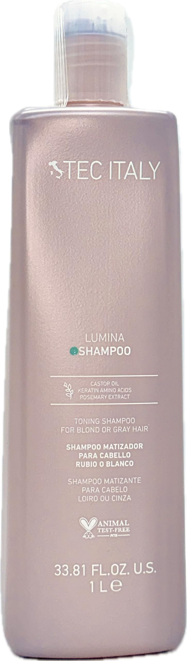 Tec Italy Lumina Shampoing blond et gris, flacon pratique pour revitaliser les reflets.