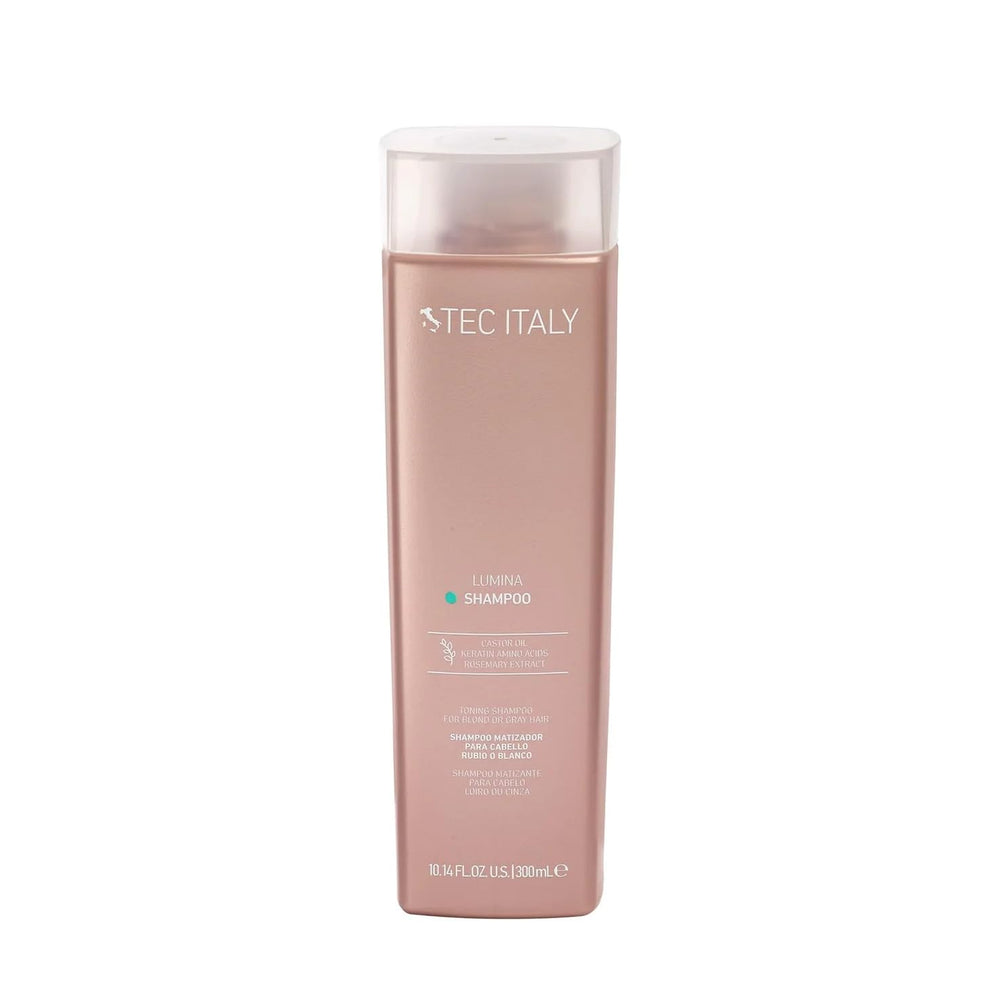 Tec Italy Lumina Shampoing violet: neutralise les reflets indésirables et ravive les mèches.