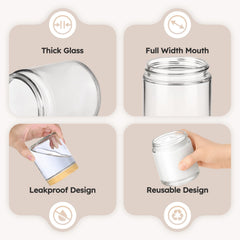 Tecohouse bocal verre 8oz pour usage cosmétique à domicile.