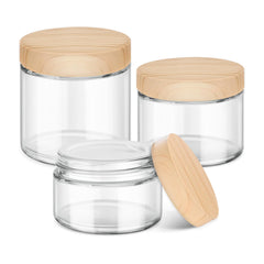 Tecohouse bocaux en verre 4 oz avec couvercle bois, stockage sûr des crèmes